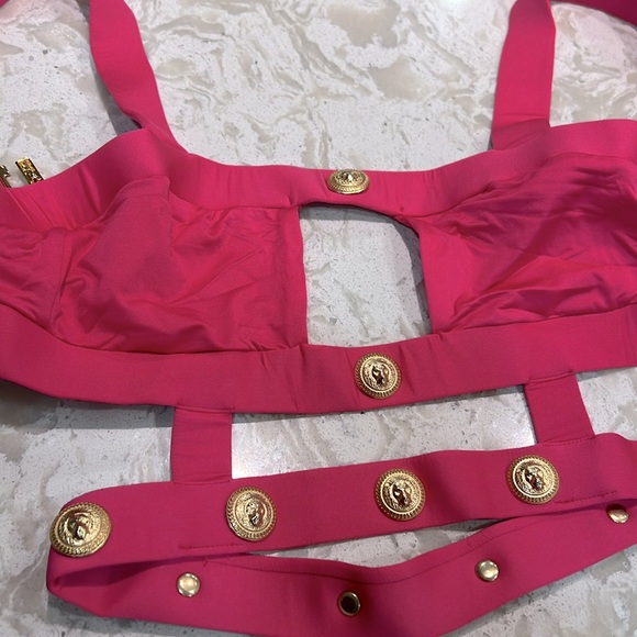 Monica Hansen Rich and Fab Azalea Pink Cutout Bikini Top Size Small - Picture 5 of 9